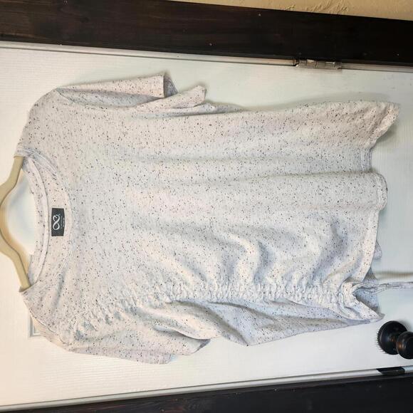 Be Boundless Tops - Be Boundless XXL/2XG Women's Casual Top Speckled White with Drawstring Detail
